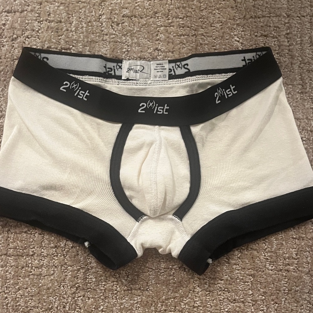2xist White Trunk Briefs with Black Trim
